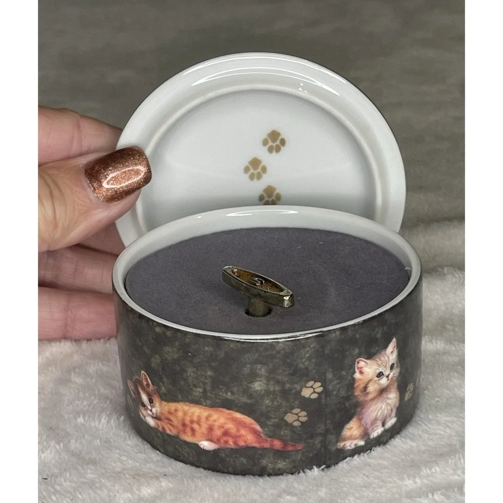 By the Lily Pond by Jurgen Scholz Kitten Expeditions Music Box Collection 1996